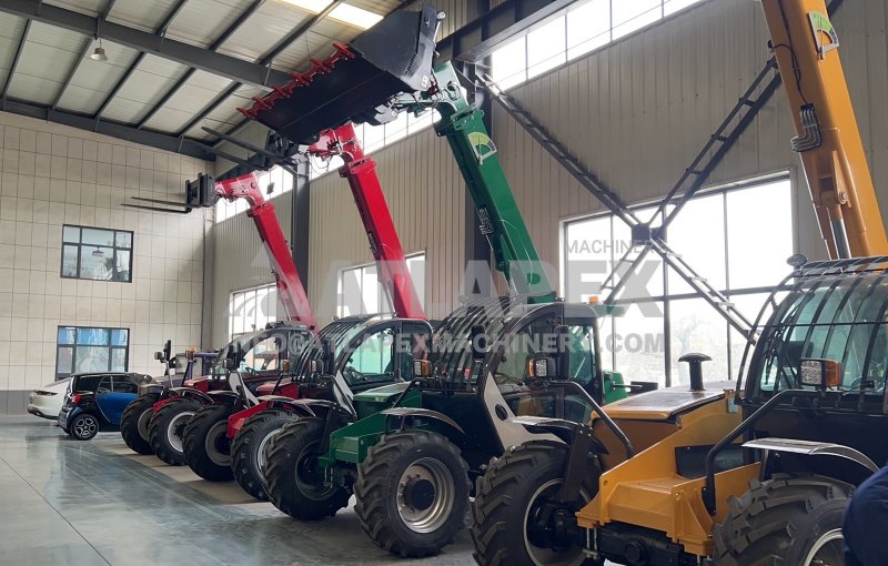 ATLAPEX Telehandler Carretillas elevadoras telescópicas con gancho de elevación y accesorio para cucharón