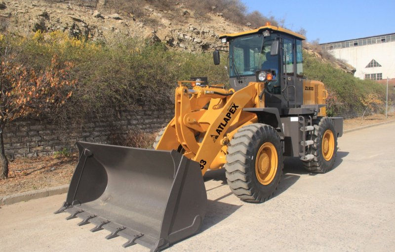 Cargador de ruedas ATLAPEX de carga nominal 3000KGS con cucharón plano automático