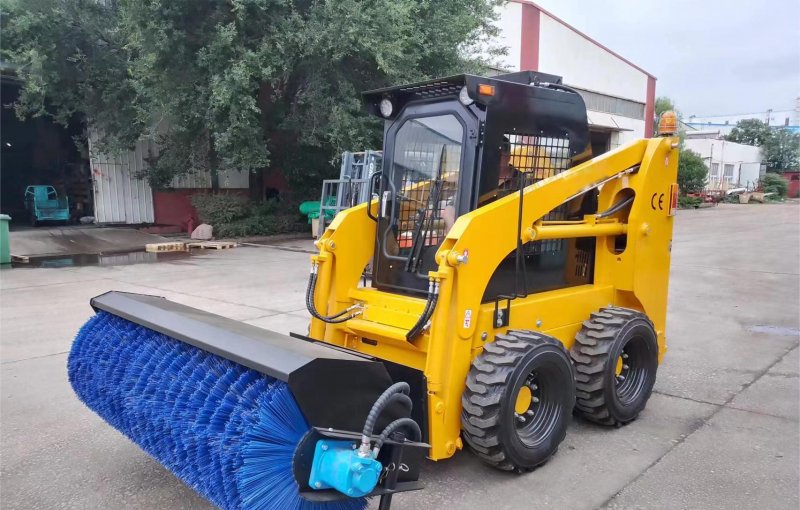 ATLAPEX Skid steer loader with Angle Broom and Electric Control Angle Broom