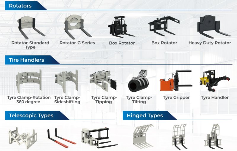 ATLAPEX Wholesale Forklift Truck with Rotators and Tire Handlers Attachment