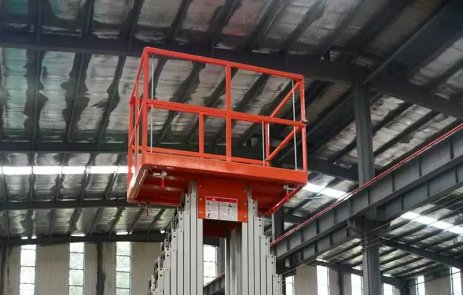 Three mast aluminum lift is a kind of small aerial work platform, which can go through the doors and use in room. The lifting height of it is 12-16m, and it can load 200kg. It’s small, light and easy to operate. It has universal wheels for easy movement. 