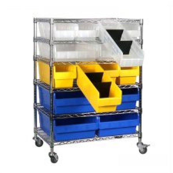 Wire Shelving Trolley With Shelfull Bins