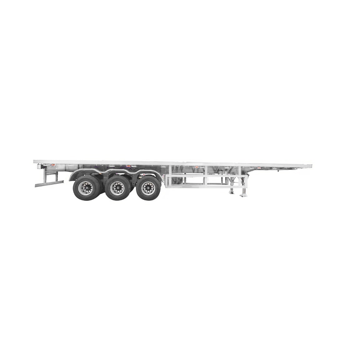 China Factory Container Transport Flatbed Semi Trailer Three Axle