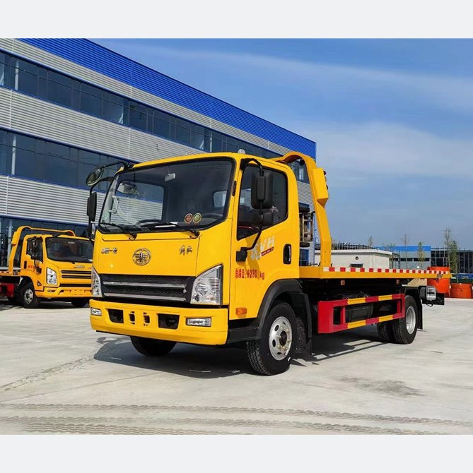 FAW 4×2 105 km/h Euro-V 130 HP Manual 5-Speed 1.8 t/2.7 t Axles 4 t Flatbed Wrecker Tow Truck 5 t Sliding Wrecker for Sale